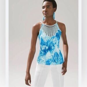 WHBM embroidered halter top, Medium